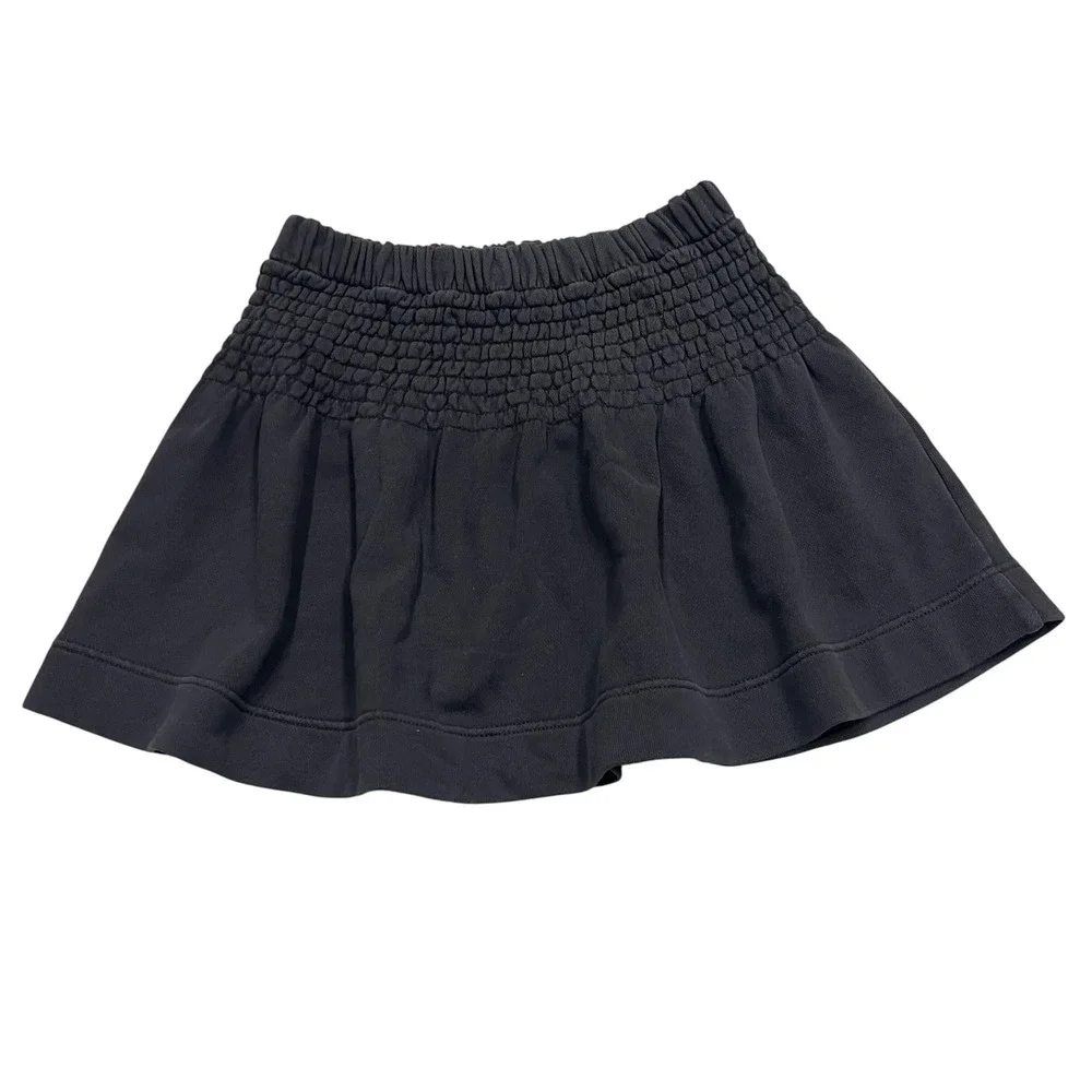 Aerie Smocked Fleece Mini Skirt Charcoal Gray French Terry 0703-1871 NEW